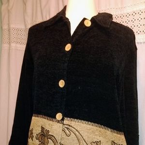 Tantrums S Sweater Embroidered Black Brown jacket coat floral thick subs…